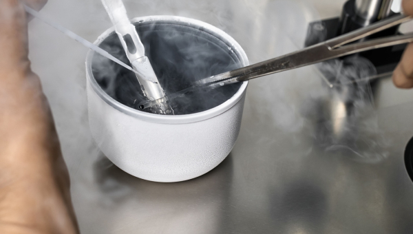 Eggs being frozen in a lab for IVF
