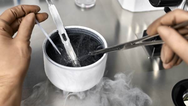 A petri dish in an IVF lab