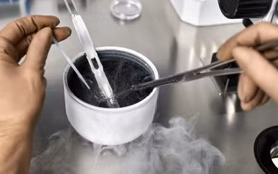 A petri dish in an IVF lab