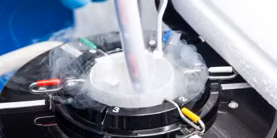 The Woodlands fertility clinic specialist freezing eggs in a lab
