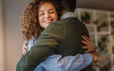 A couple embracing during their the Woodlands IVF journey