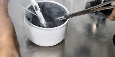 Eggs being frozen in a lab for IVF