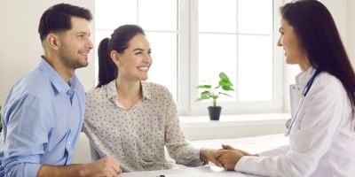 Couple meeting with North Houston fertility specialist