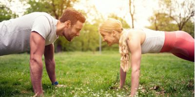 Man and woman working out together and being healthy to boost their fertility before north houston IVF
