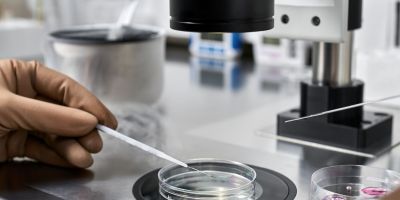 Eggs being frozen in a petri dish for IVF